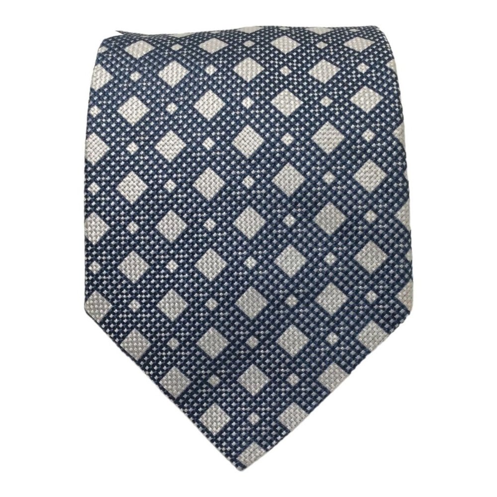 SULKA Blue Geometric Silk Tie Made In France 58"/3".3/4 EX COND